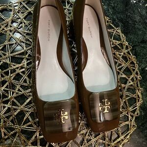 Tory Burch Brown Square-Toe 1.5 inch block heel